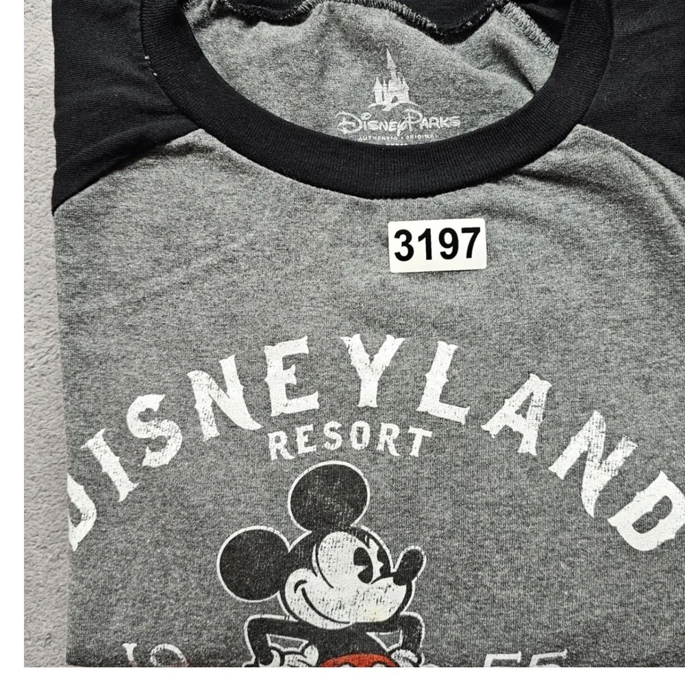 Disney‎ Parks Disneyland Resort Mickey Mouse Raglan Baseball Tee Gray Black XXL